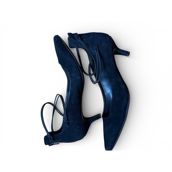 Nine West Suede Novalie9xo Low Pumps Size 9M Black Pointed Toe Low Heel - Picture 5 of 8